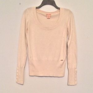 Guess cream sz l top bell sleeve button arm EUC